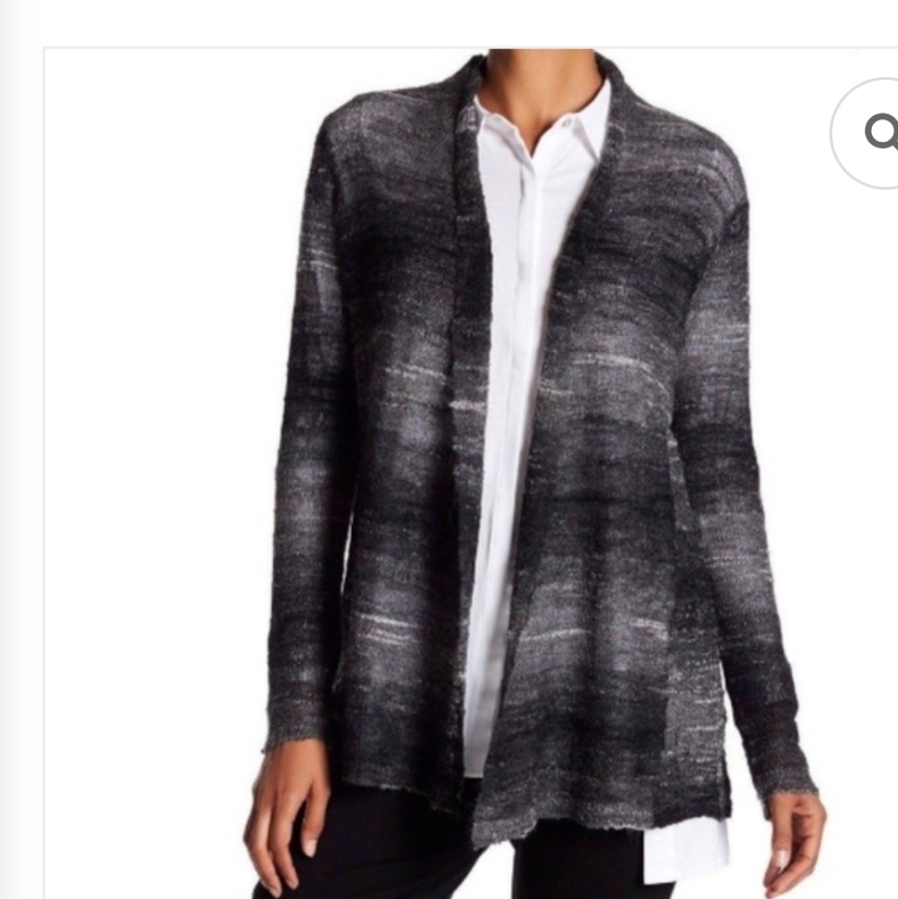 Eileen Fisher Mohair Wool Ombre Bouclé Open Cardigan | Size L